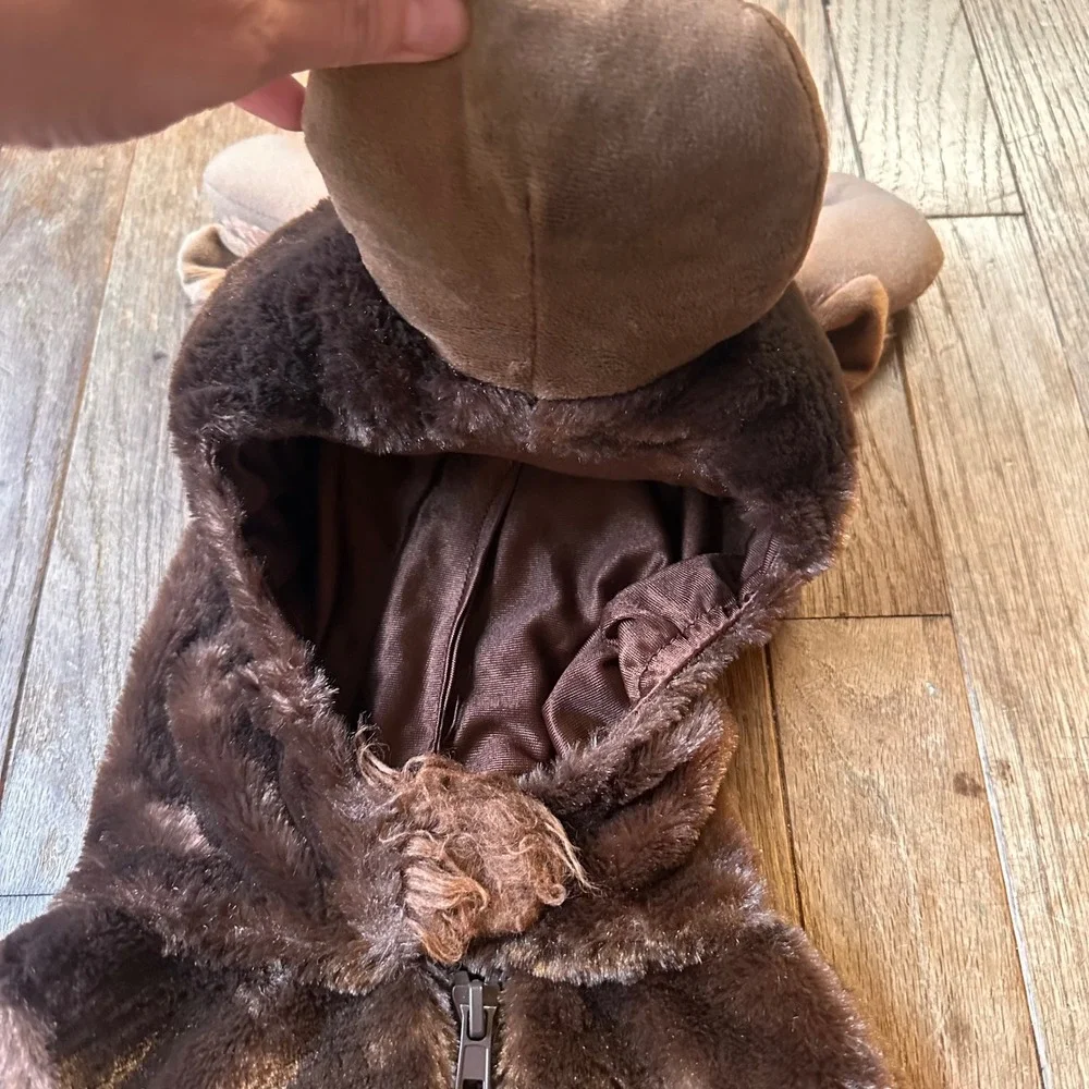 The Humane Society Moose Costume Vest Unisex 3-6M Faux Fur Plush Brown Halloween